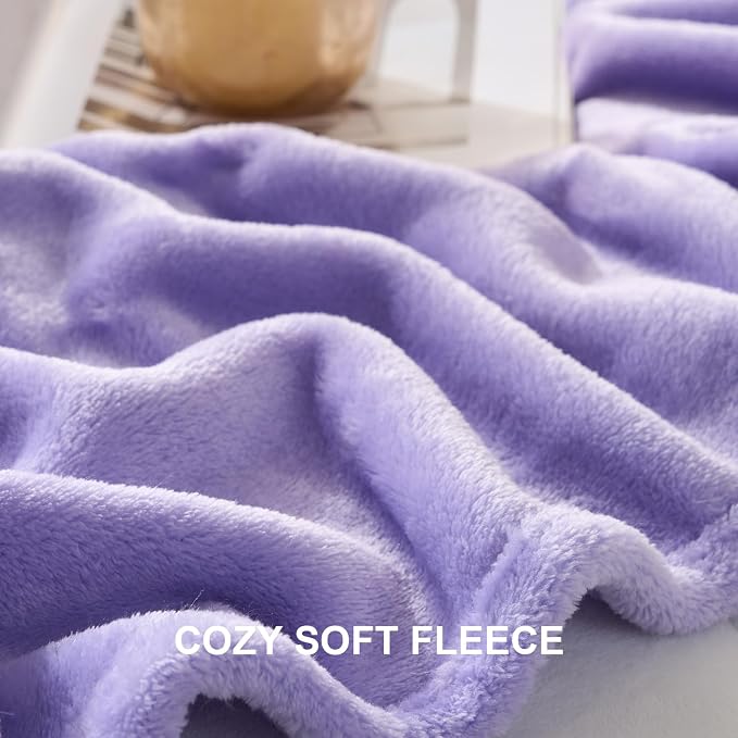 Hansleep Queen Light Purple Fleece Blanket, Soft Flannel Bed Blanket | Fuzzy Cozy Blanket 90x90 Inches, Multi-use for Bed, Sofa, Couch, Travel, Camping, All Season Warm Lightweight Cover