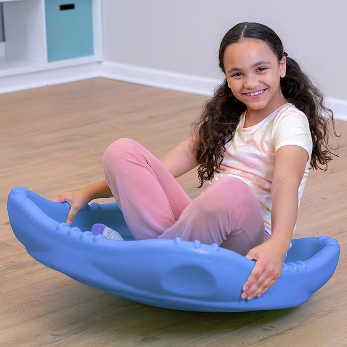 Simplay3 Rock and Spin Sensory XL Wobble Disk Climbing Dome for Toddlers and Kids Rocking and Climbing, Indoor/Outdoor Periwinkle Blue, 1 Pack, Ages 2-12 Years