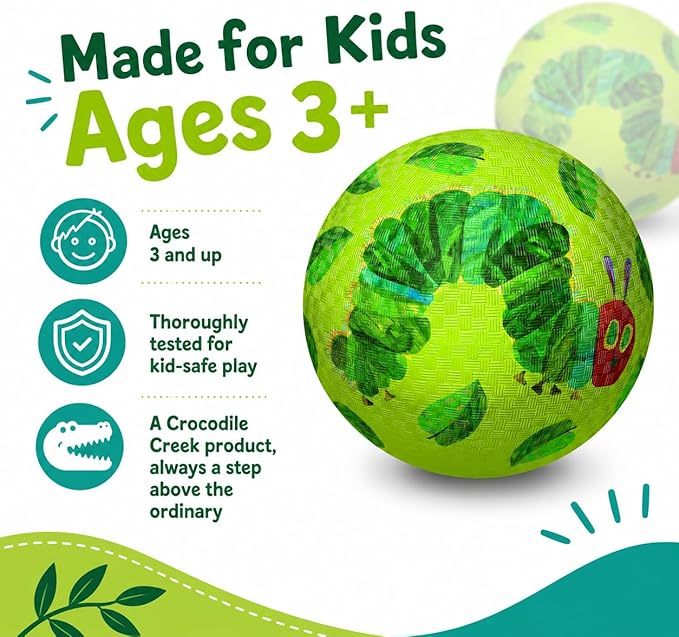 Crocodile Creek Playground Ball - Durable Rubber Ball for Kids Ages 3 and Up - Bouncy Inflatable Ball for Kickball, Indoor Games, and Outdoor Sports - PVC-Free