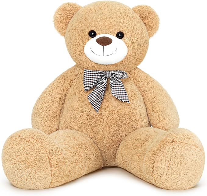 Giant Teddy Bear 55" Stuffed Animals Plush Toy, Cute Life Size Big Soft Bear for Boy Girl Birthday Valentine Mother's Day, 7 LBs, 140 CM, Lihgt Brown