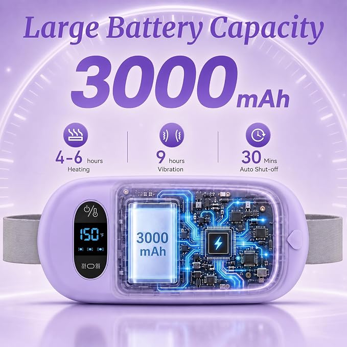 Portable Heating Pad for Cramps Upgraded Cordless Electric Period Heat Pad for Back Menstrual Belt 6 Heat 6 Massage Mode Gifts for Women Girl Her Girlfriend