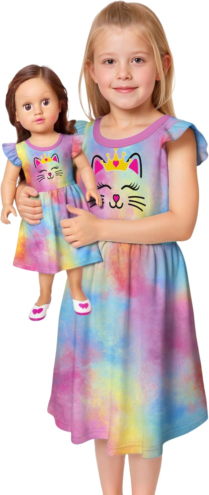 LQSZ Doll and Girl Matching Princess Dress Outfits for Girls and 18" Matching Doll and Girl Clothes