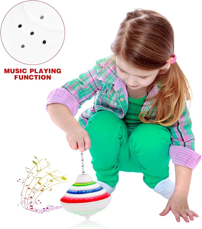 PATKAW Musical Spinning Top for Kids with LED Lights and Music, Light Up Spinning Toy for Toddlers, Interactive Sensory Gyroscope for Birthday Party Favors