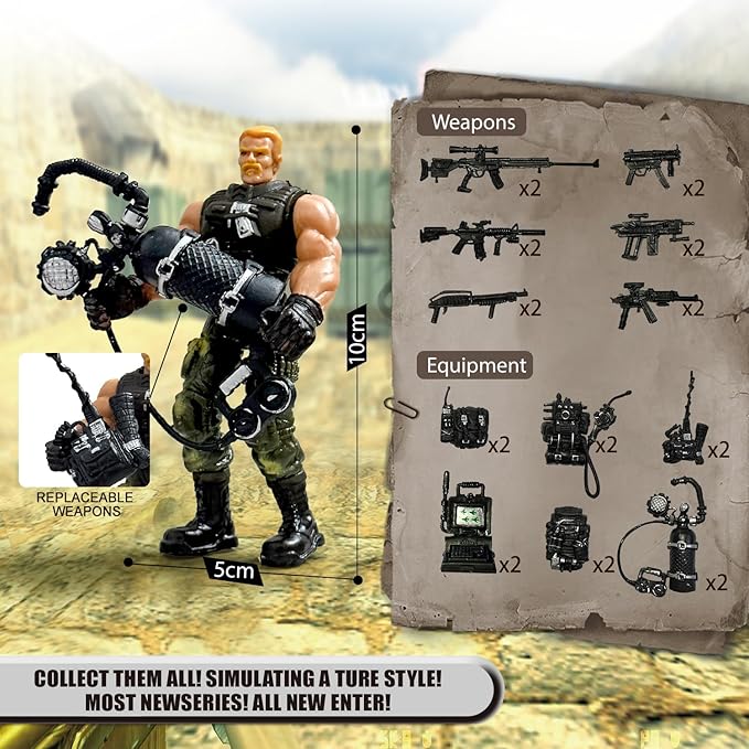 12 Pcs Army Men Action Figures,Military Soldier Toy Military Playset for Boys,US Army Men Action Figure with Weapon,Army Toy Set for Boys Age 4-7