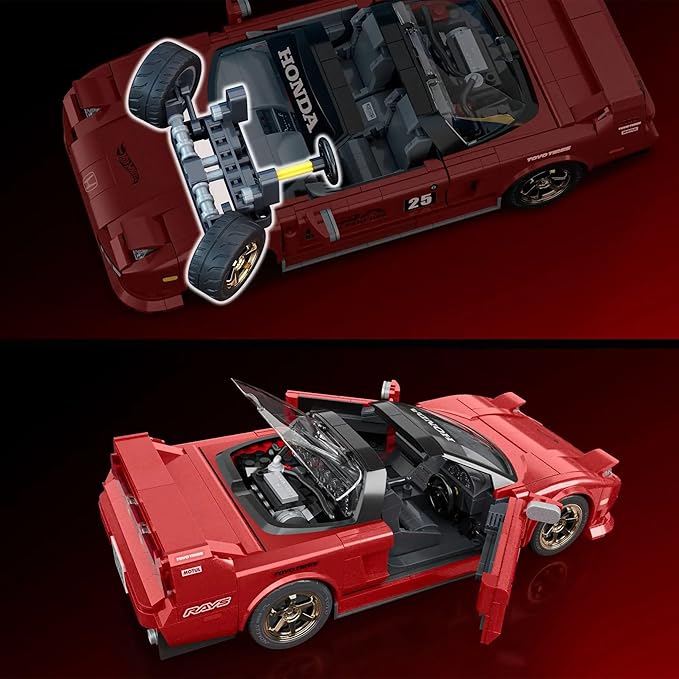 Hot Wheels 1/16 Honda Acura NSX 1990 Building Kit, 876 Pieces, Includes 1/64 Mini Car, Hot Wheels Mattel