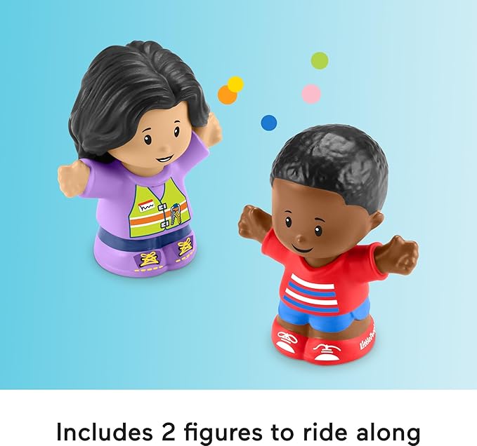 Fisher-Price Little People Toddler Toy School Bus Musical Push-Along Vehicle with 2 Figures for Pretend Play Ages 1+ Years