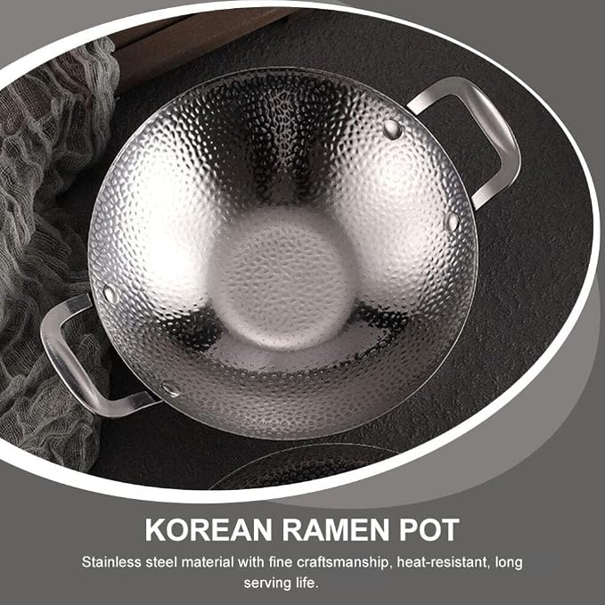 UPKOCH Stainless Steel Stock Pot Double Handles Korean Style Cooking Pot for Home Use Heat-resistant and Easy to Clean Kitchen Essential