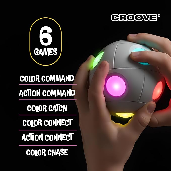 Handheld Light-Up Brain & Memory Action Ball - 6 Fun Fast-Paced Games for Kids - Rechargeable - Boys Toys Age 8-10 - Coolest Electronic Memory Game for Ages 7 8 9 10 11 12 13