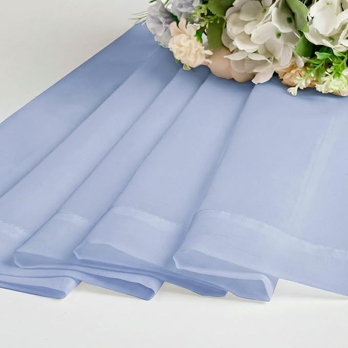 OWENIE Short Sheer Curtains for Bedroom Living Room 54 Inch Length 2 Panels Set, Soft Solid Light Filtering Sheer Curtain for Small Window, 2 Pcs Total 84 Width 54 Long, Demin