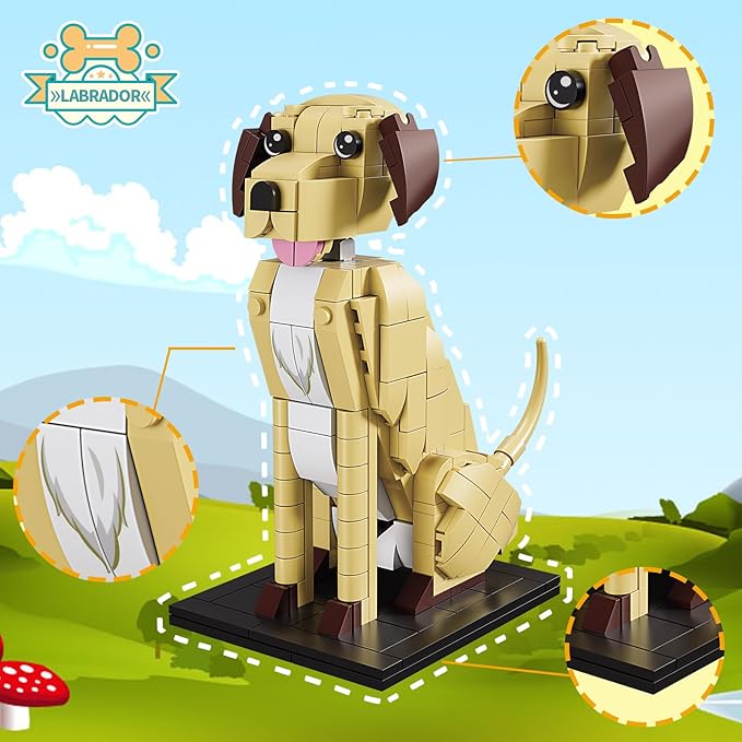 KAZI Adorable Dogs Building Toy Set,Dog Gifts for Animal-Lovers,Ideas Labrador Dog,Building Set for Girls and Boys,Creative Buildable Toys for Kids 8 and Up,Party Favors,Gifts for Halloween Christmas