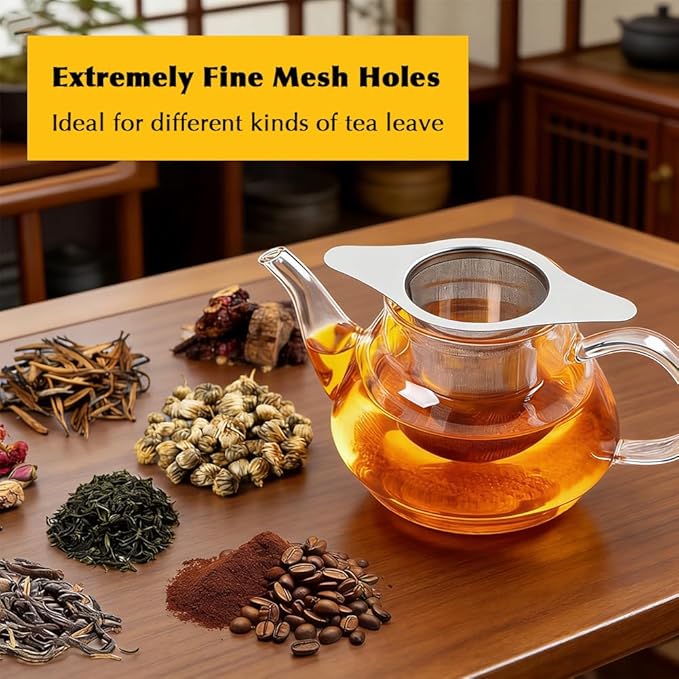 2-Pack 304 Stainless Steel Tea Infusers with Double Handles, Ultra-Fine Mesh Loose Leaf Strainers, Fits Most Teapots & Mugs, Easy to Clean – Great Gift for Tea Lovers