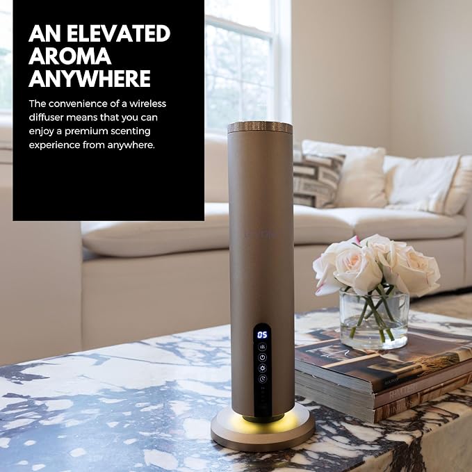 Levona Scent Essential Oil Diffuser - Cold Air Diffuser, Waterless Plug-in Aroma with Night Light, App Controlled - for Home, Office & Hotel - Covers 1000 sq ft - Acasa 1000, Gold (Oil Not Included)