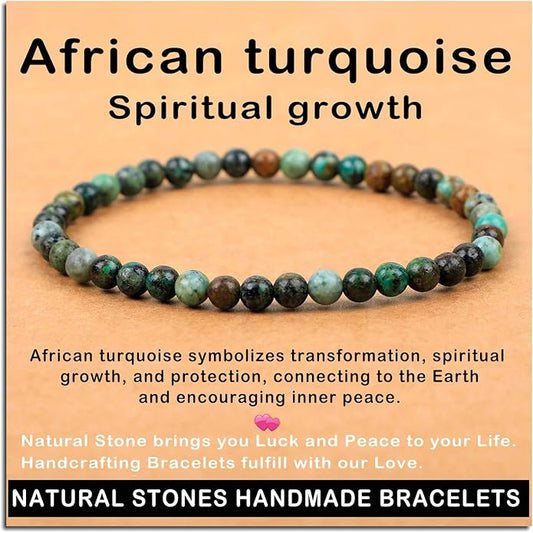 AD Beads Handmade Gemstone Stretch Elastic Bracelet Crystal Healing Reiki Nature's Beauty and Spiritual Essence Unisex