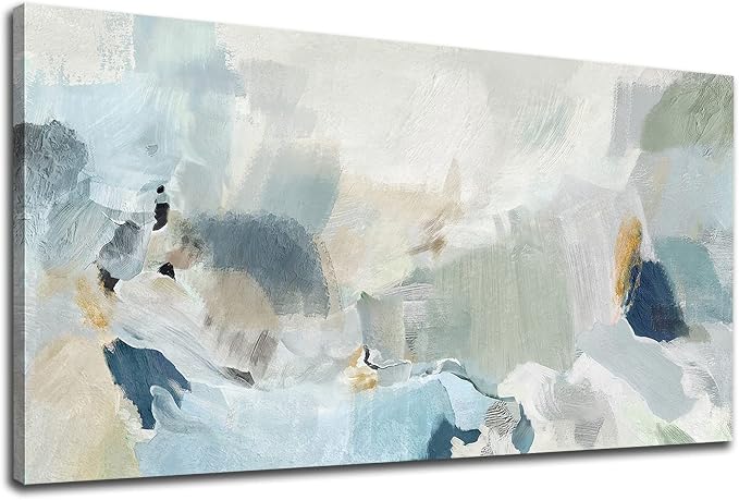 Abstract Canvas Wall Art Contemporary Teal Abstract Pictures Painting Modern Bluish Green Canvas Prints Turquoise Artwork Wall Decor for Living Room Bedroom Home Office Wall Decoration 24x48in