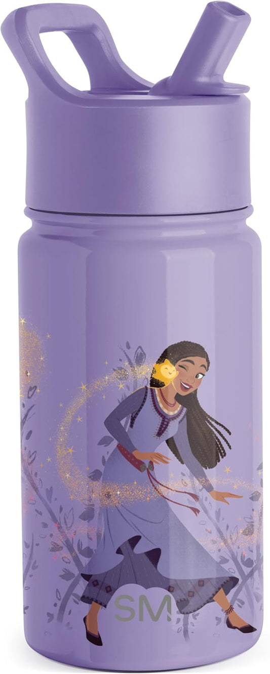Simple Modern Kids Summit Water Bottle with Straw Lid | Disney Wish 14oz Stainless Steel Cup Insulated Tumbler for Girls, School | Asha's Adventure
