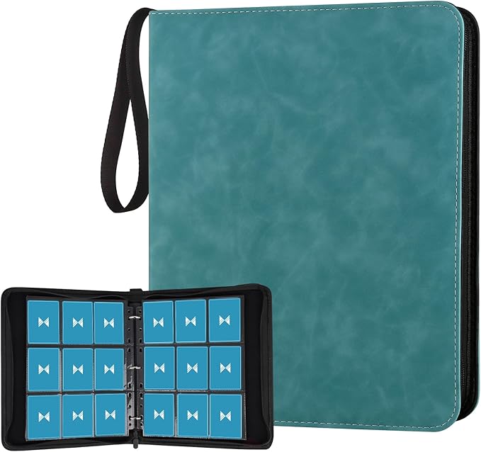 GERMUN 720 Card Binder, Premium Trading Card Binder, 9 Pocket Double Sided Pocket PU Card Collection Binder, Collector Card Album, Card Folder for MTG, TCG, Sports Cards, Game Cards (Lake Blue)
