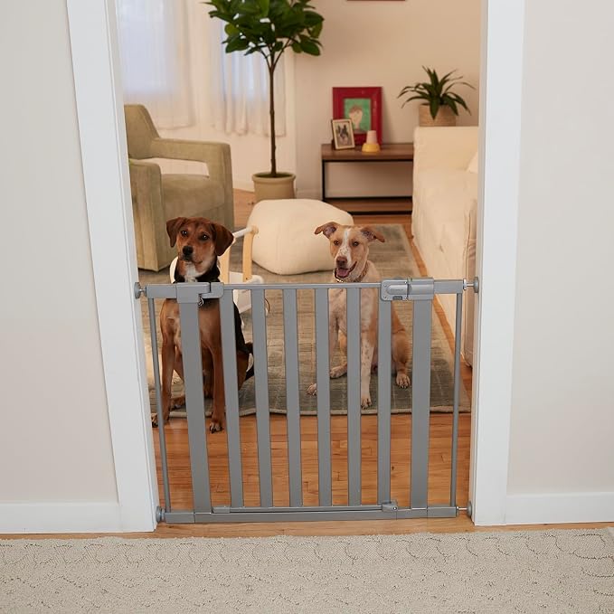 Safety 1st Walk Through Baby Gate with Door, Adjustable Pressure Mount Lift, Dog Gates, Fits 29"-38" Wide, 1-Pack, Silver