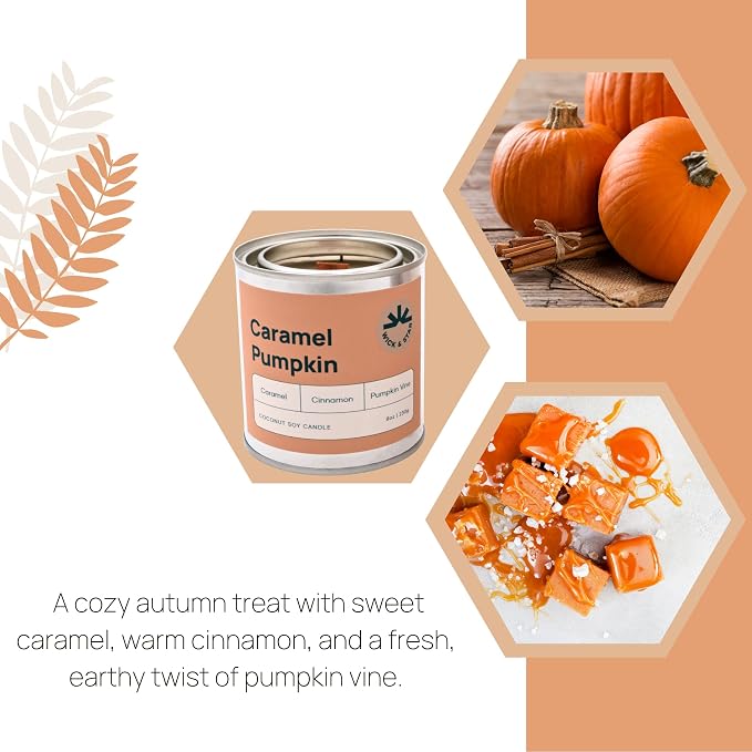Wick & Star Vegan, Wood Wick, Natural Coconut Soy Wax Aromatherapy Candle, Clean Burning (Caramel Pumpkin)