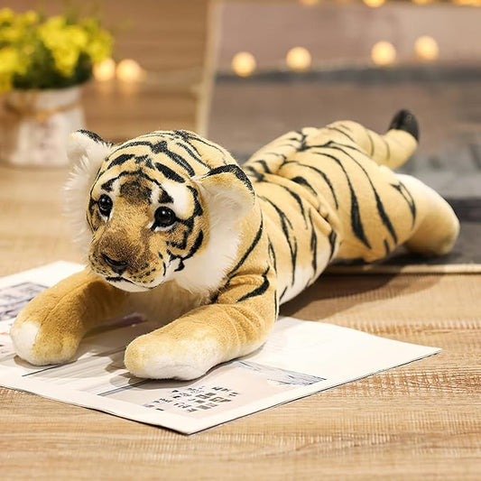 Tiger Stuffed Animals, 24" Stuffed Tiger Animal Plush Toys Safari Cute Realistic Tiger Plush Gifts for Kids Soft Pillow Jungle Birthday Valentine