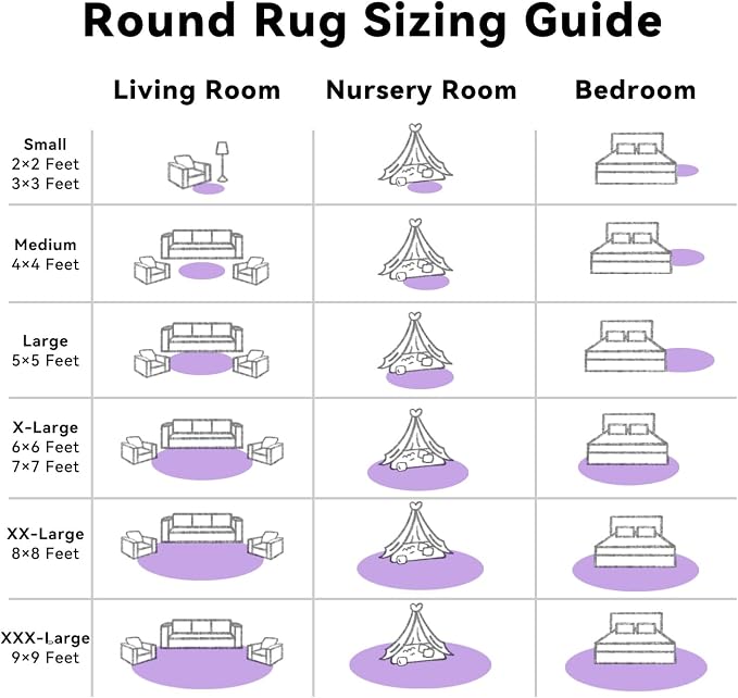 OLANLY Purple Round Rugs for Bedroom - Machine Washable, 4 ft Circle Area Rugs for Living Room, Soft and Fluffy Shaggy Carpet for Teen Girls and Boys, Nursery Rooms, Dorms, Home Decor Aesthetic