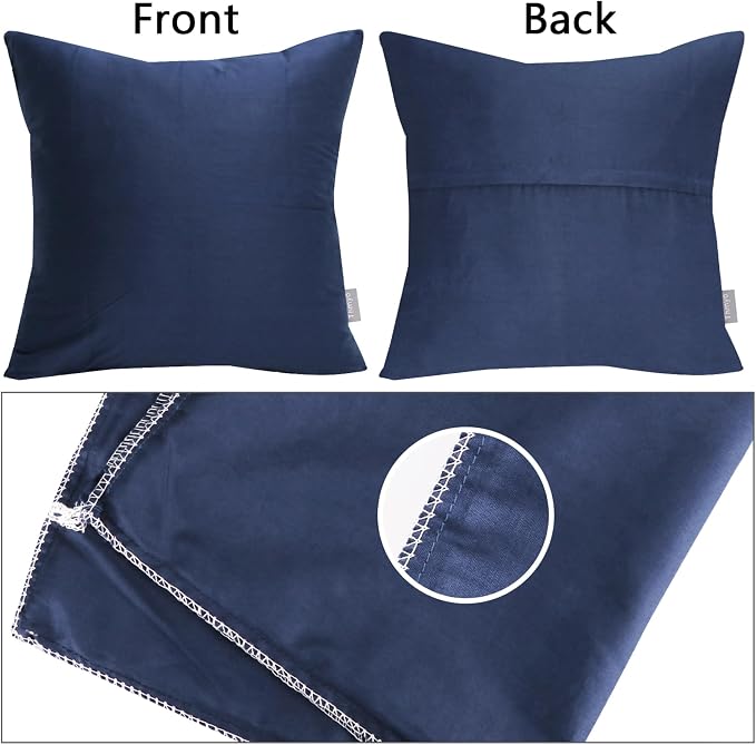 Thmyo 4-Pack 100% Cotton Comfortable Solid Decorative Throw Pillow Case Square Cushion Cover Pillowcase Sublimation Blank Pillow Covers Christmas DIY Throw Pillowcase(22x22inch/55x55cm,Midnight Blue)