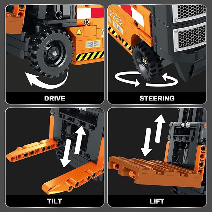 Forklift Truck Building Block Kit,RC Forklift Toys APP Remote Control Construction Machinery Set 22002, Shelf Lifted Truck,Educational Engineering Stem Building Toys for Boys Girls,722 PCS
