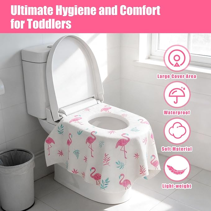 32 Pcs 23.5" x 25.4" Disposable Toilet Seat Covers for Kids & Toddlers, Hygienic & Convenient Potty Training Seat Covers, Perfect for Travel & Public Restrooms