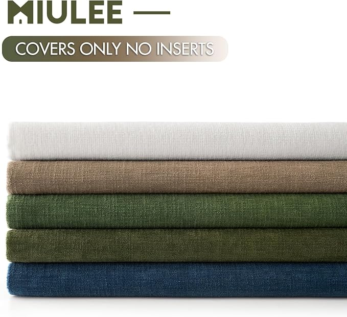 MIULEE Aqua Green Chenille Couch Throw Pillow Covers, 20x20 | Set of 2, Soft Modern Farmhouse Style, Decorative Pillowcases for Sofa Living Room Bed, Home Decor