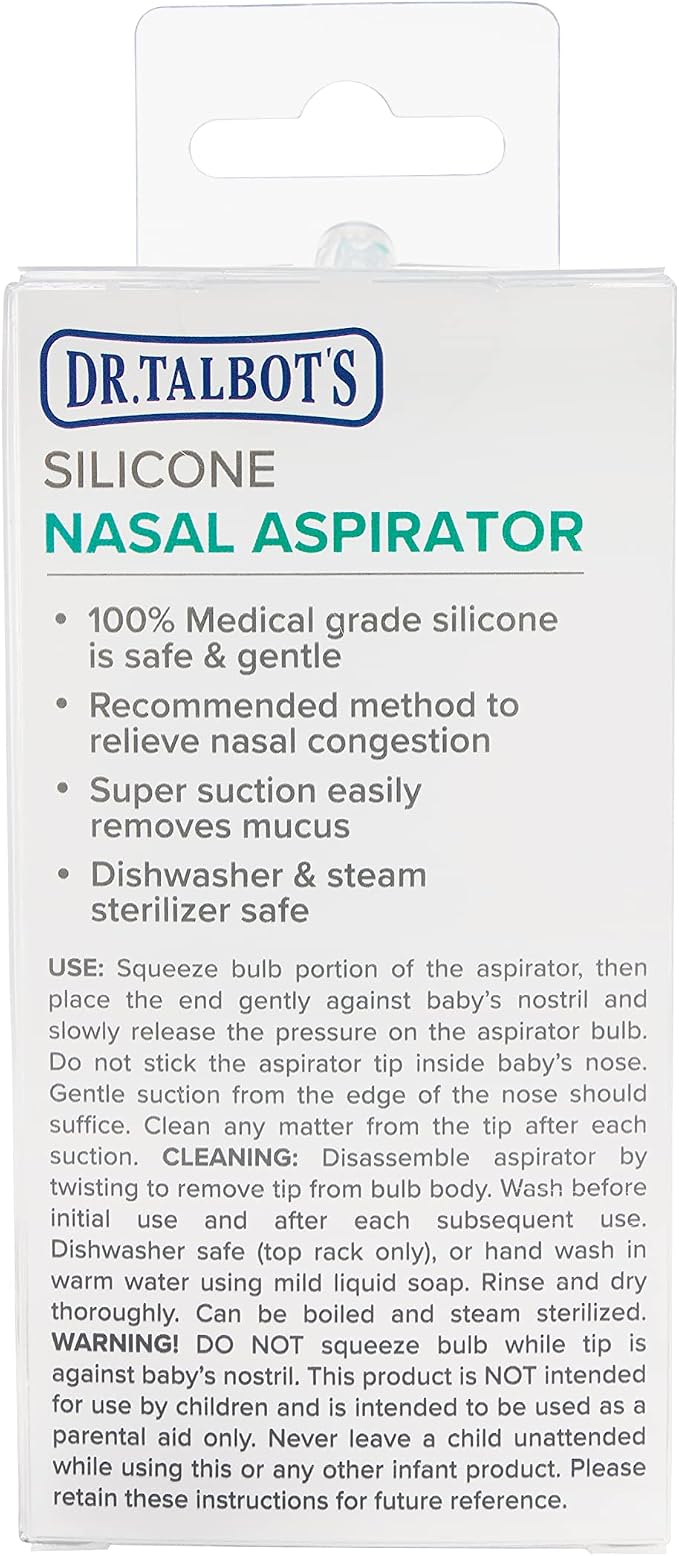 Dr. Talbot's Nasal Aspirator for Babies - Silicone - with Storage Case - Blue Elephant