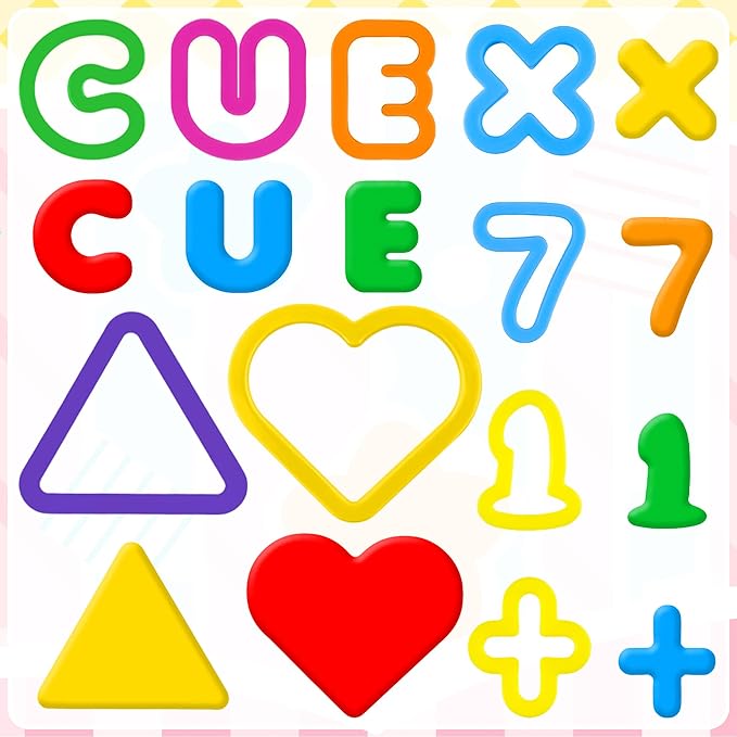 Dough Tools 47 PCS Dough Accessories with Letters Alphabet Numbers Symbols Shapes Cutters, Preschool Learning Toys for Toddlers Kids Boys Girls