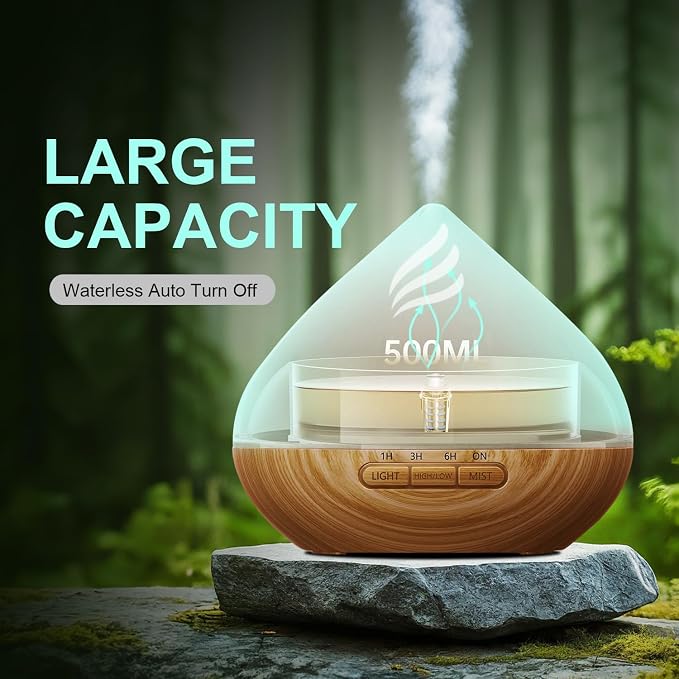 Essential Oil Scent Diffuser: 500ML Aroma Diffuser with Remote Control - 14 Colors LED & 2 Mist Modes - 4 Timer Settings, Ultra-Quiet for Home Bedroom Family1
