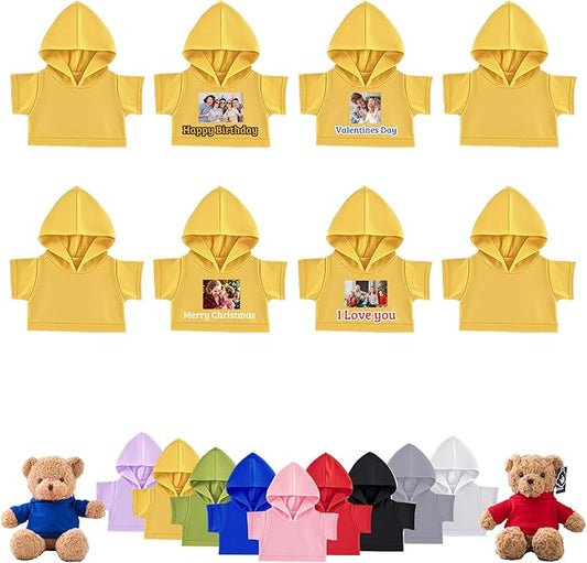 8 Pcs Personalized Teddy Bear Clothes with Photo Text, Custom Stuffed Animal Clothes Fit 8-16inch Stuffed Bear Clothing, Personalized Doll Clothing Make Your Own Plush Doll Shirt