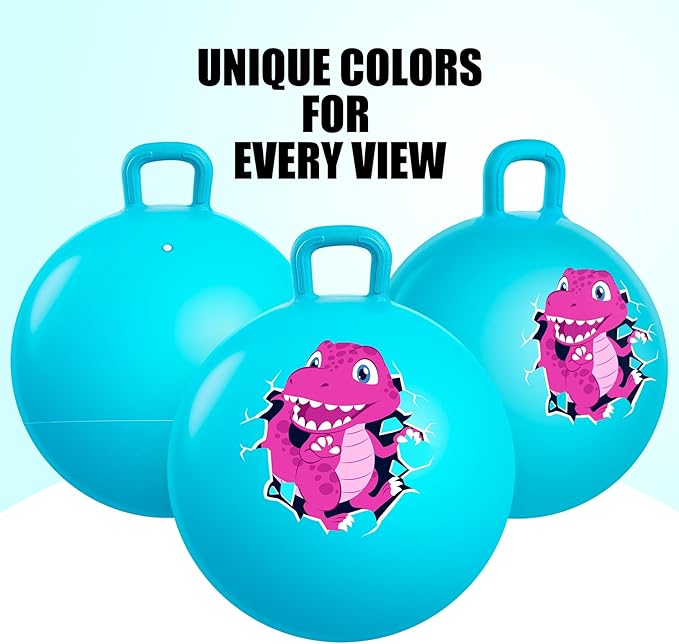 INPODAK Hopper Ball 18 Inch Bouncy Ball with Handle for Kids, Hippity Hop Jumping Bounce Hopping Toy for Boys Girls Ages 3-6 Includes Pump and Gift Box Great Gift for Birthday (Blue)