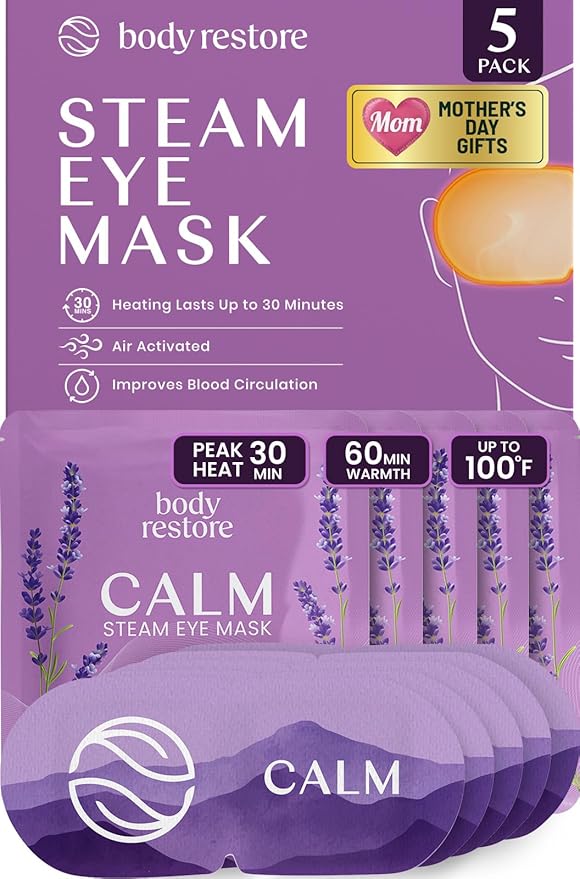 Body Restore Heated Eye Mask for Dry Eyes 5 Pack – Mothers Day Gifts for Mom, Self Heating Warm Compress, Birthday Gifts for Women, Relaxation – Lavender