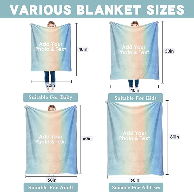 Personalized Name Blanket for Kids Adults, Custom Blanket with Name, Customized Baby Blanket for Girls Boys, Personalized Birthday Gifts for Women Men