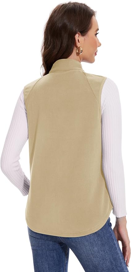 MAGCOMSEN Women's Fleece Vest with Zipper Pockets Zip Up Sleeveless Jackets Lightweight Soft Warm Polar Vest Outerwear