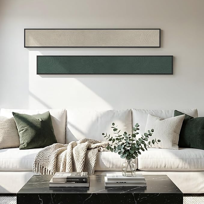 Framed Beige Green Abstract Vertical Wall Art Decor for Hallway, 2 Piece | Long narrow, Canvas prints, Neutral abstract pictures, Green and beige, Vertical, Minimalist artwork, Living room wall decor