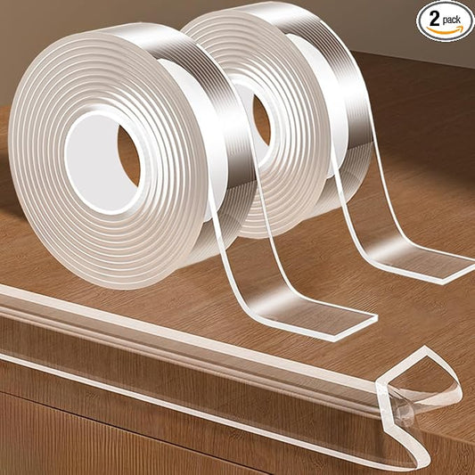 2Pack Baby Proofing Edge Protector for Baby,0.8in x 9.84ft,Clear Edge Protector Strip Sharp Edge Wrap Cover Tape,Corner Bumpers for Furniture,Crib Rail Covers for Teething