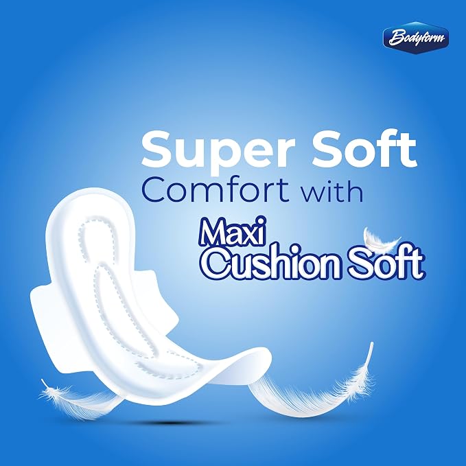 Bodyform Maxi - Value Sanitary Napkins, Cushion Soft Always Comfortable and Ultra-Absorbent (Regular Wings, 48 Count (4 Packs of 12 Counts))