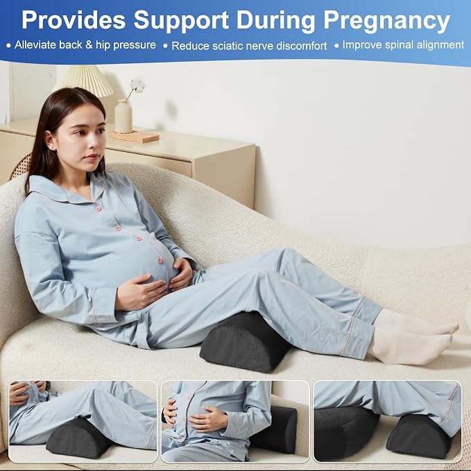 Pregnancy Pillow for Sleeping – 44.5 Inch Full Body Pillow with Leg Pillow & Removable Cover, Supports Back, Legs, Belly, Hips for Pregnant Women (Black)