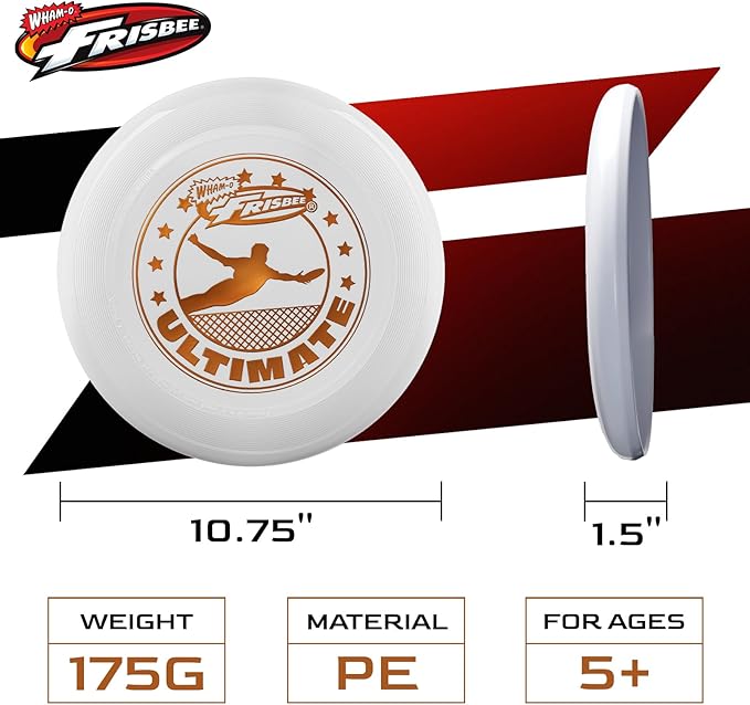 Wham-O Frisbee Official Ultimate 175g Flying Disc, 10.75 Inch, Professional Training Disc for Competition and Outdoor Fun (A(2Pack))