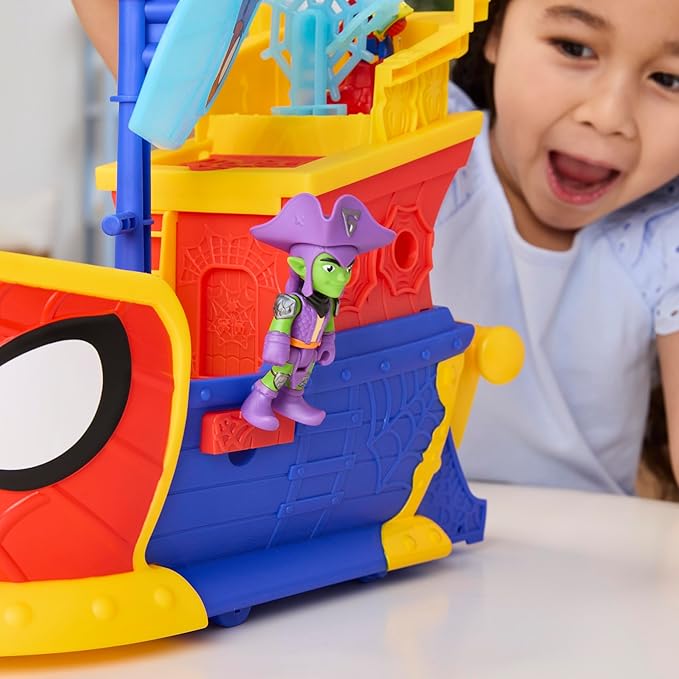 SPIDEY AND HIS AMAZING FRIENDS Marvel Water-Webs Webs Ahoy Bubble Pirate Ship Toy, 3-Inch Action Figures & Boat Playset, Super Hero Toys, 3+ Years