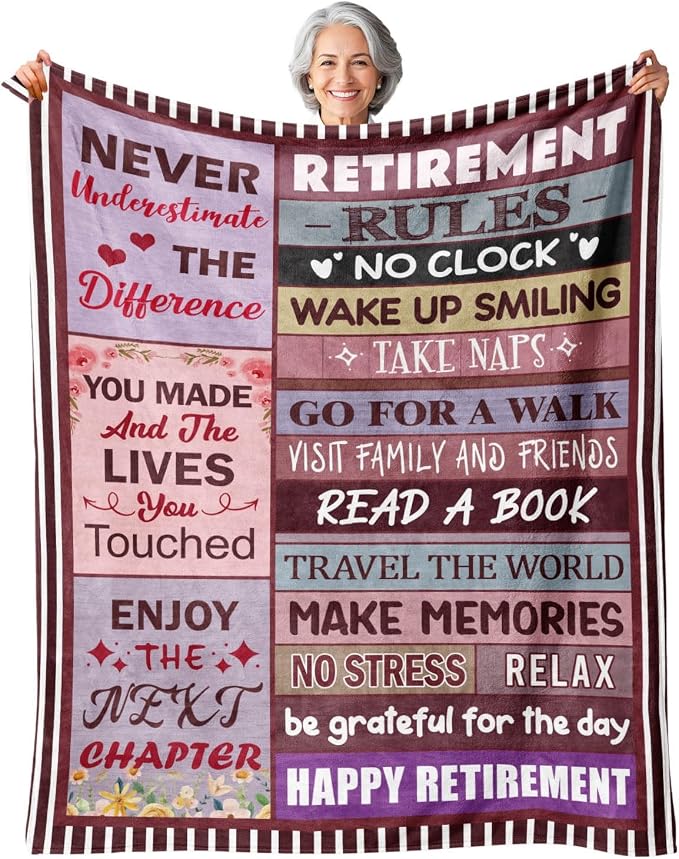 Retirement Gift for Woman or Men, Retirement Blanket for Women 50"X60" | Happy Retirement Party Decorations, Happy Retirement Gifts for Women Mom Teacher Nurse Coworker Retirees- Retirement Blanket