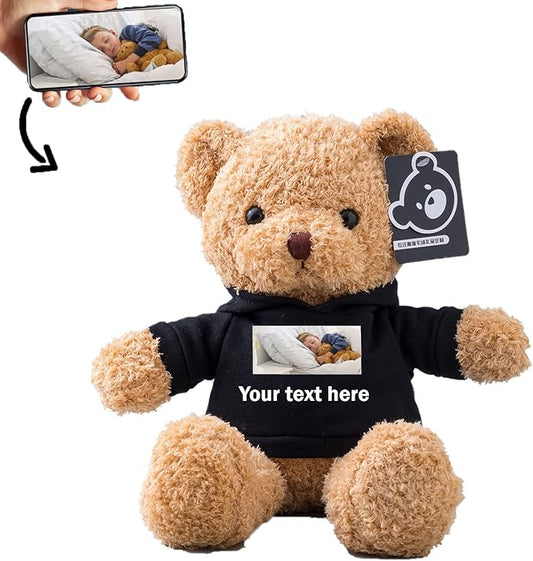 Personalized Teddy Bear with Text+Photo, Valentines Bear Stuffed Animal Plush Toys as Personalized Gifts for Women Men on Valentines' Day Birthday Anniversary Christmas Day（16 inch-Text+Photo