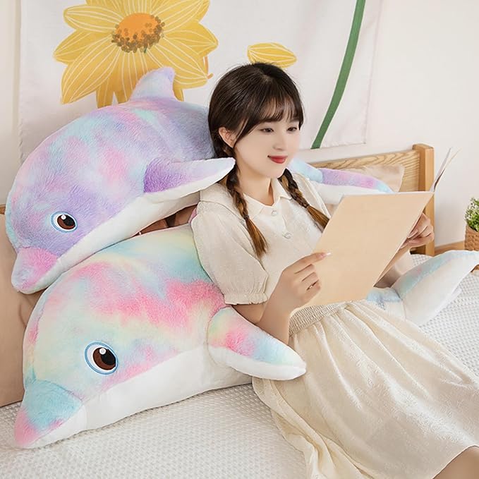 Dolphin Plush Toy Pillow, Super Soft Sea Animal Plush Toys, 39 Inches, Purple Orchid