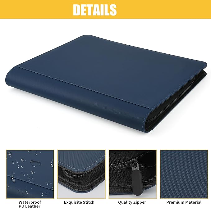 GERMUN Toploader Binder, Holds 324 Toploaders, 9 Pocket Top Loader Binders with Sleeves for 3 x 4'' Toploaders, Double-Sided Pocket Top Loader Storage Binder, Trading Card Binder - Diamond Blue