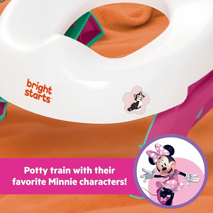 Disney Minnie Mouse 2-in-1 My Travel Potty by Bright Starts, Freestanding Potty or Toilet Topper Seat, Includes Travel Storage Bag, Pink