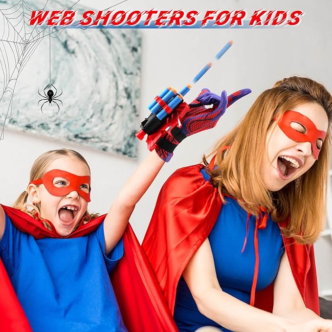 JONEG Web Shooters Toy for Kids 2 Pack, Toy for 3 4 5 6 7 8 Year Old Boy, Web Slinger with Spider Glove Launcher, Toys for Boys 4-6 6-8, Birthday Gifts