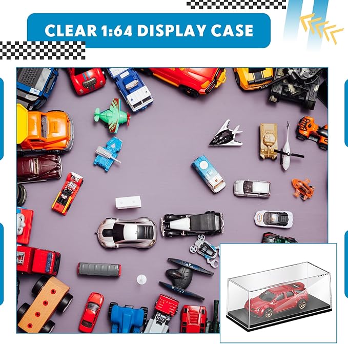 2 Pcs 1/64 Display Case Acrylic Model Cars Display Case 4.17 x 1.81 x 1.81 Inches Clear Plastic Vehicles Toy Cars Storage Collectors