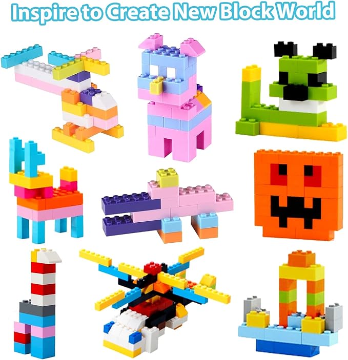 Bulk Light Blue Building Bricks, Classic Building Blocks Compatible with All Major Brands